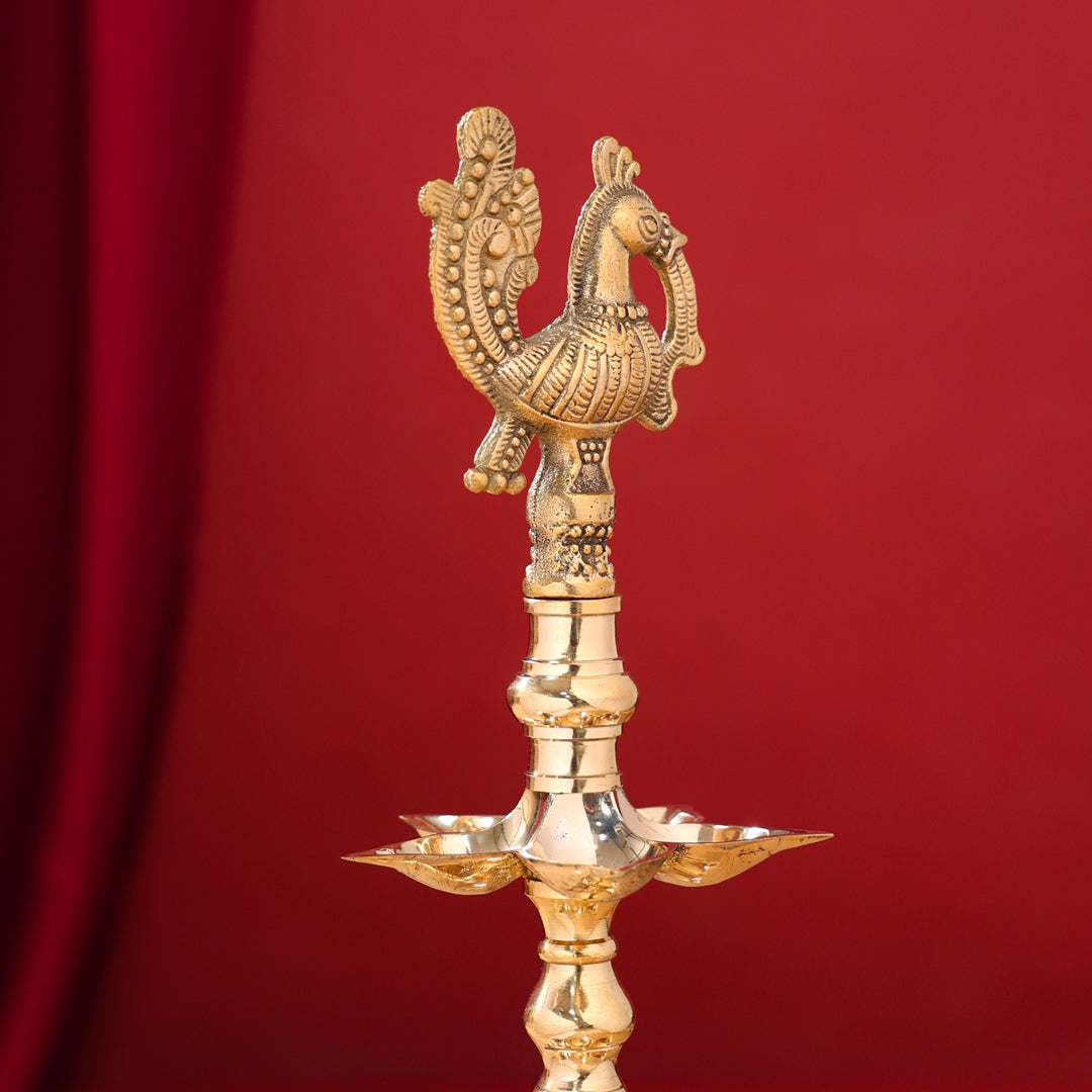 Brass Peacock Three Tier Lamp (21 Inch)