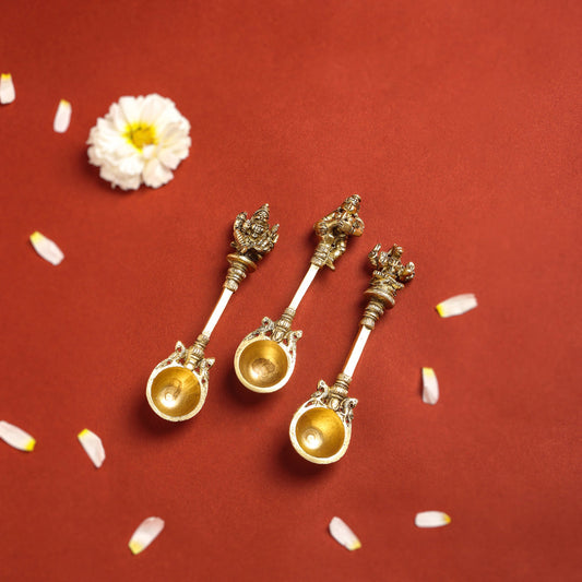 Brass Pooja Ahuti Spoon (6 Inch)