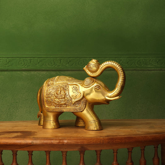 Brass Elephant Royal Statue (8.5 Inch)
