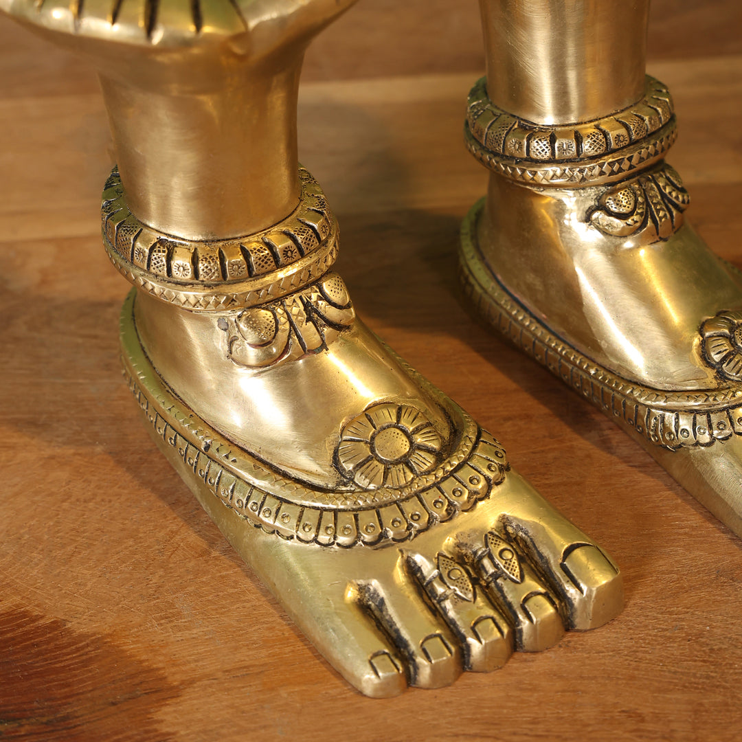 Brass Divine Goddess LakshmI Feet/Charan (5.5 Inch)
