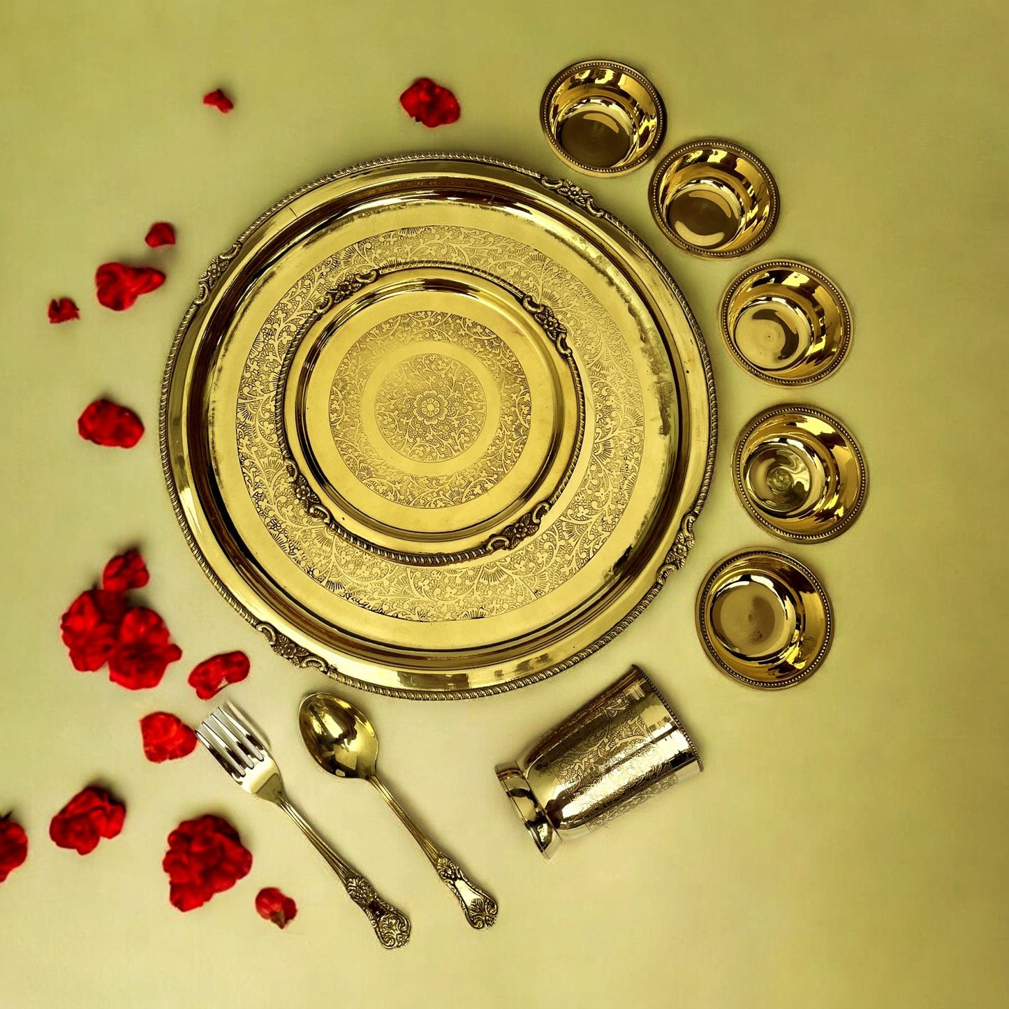 Brass Etched 10Pc Dinner Set (14" Plate)