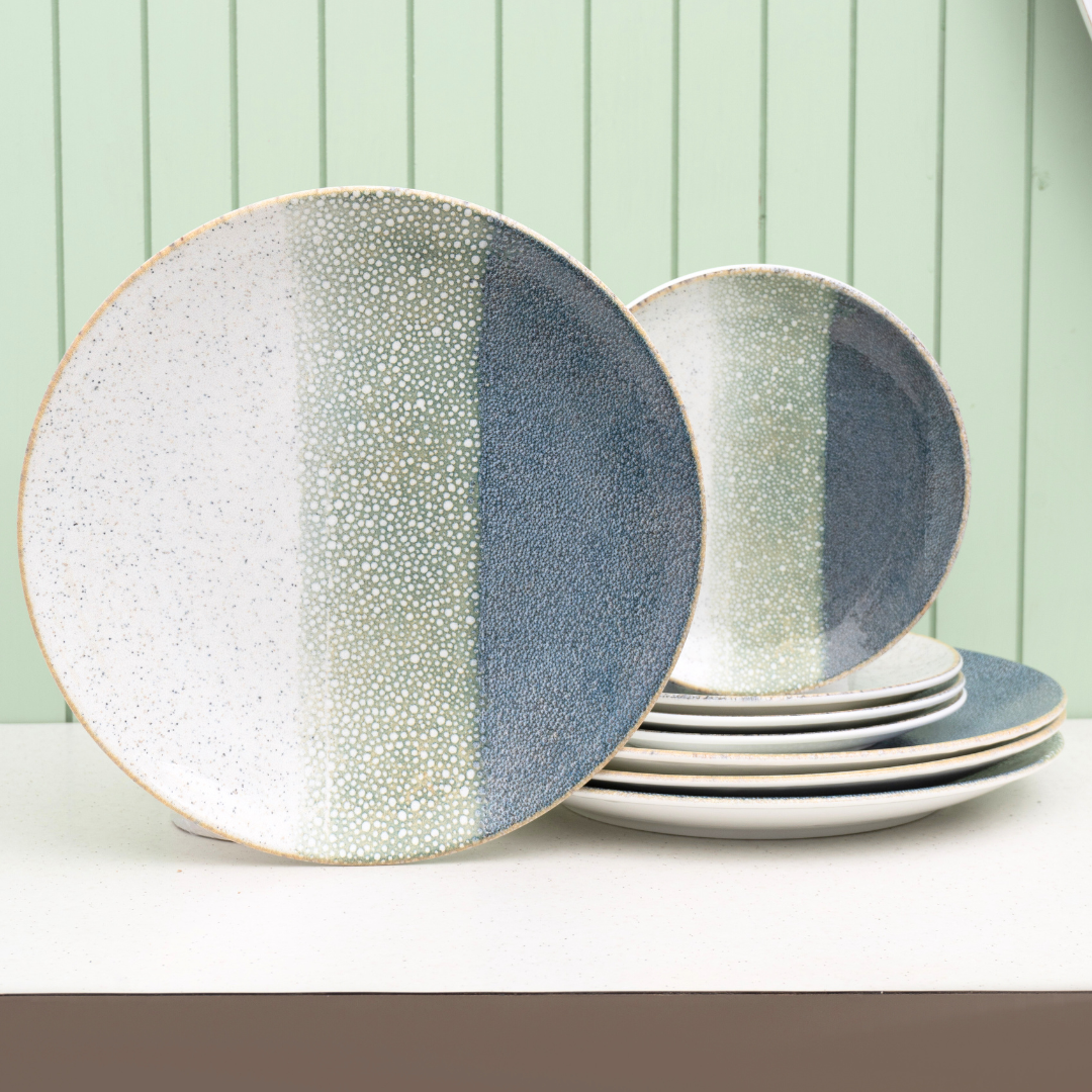 Textures Coral Porcelain Dinner Set- 8 piece, For Family of 4