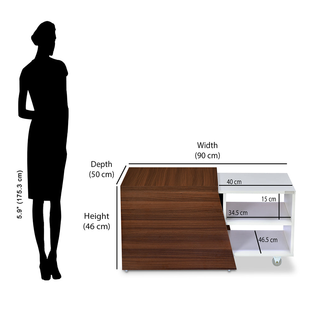 Nilkamal Odin Center Table (Walnut/White)