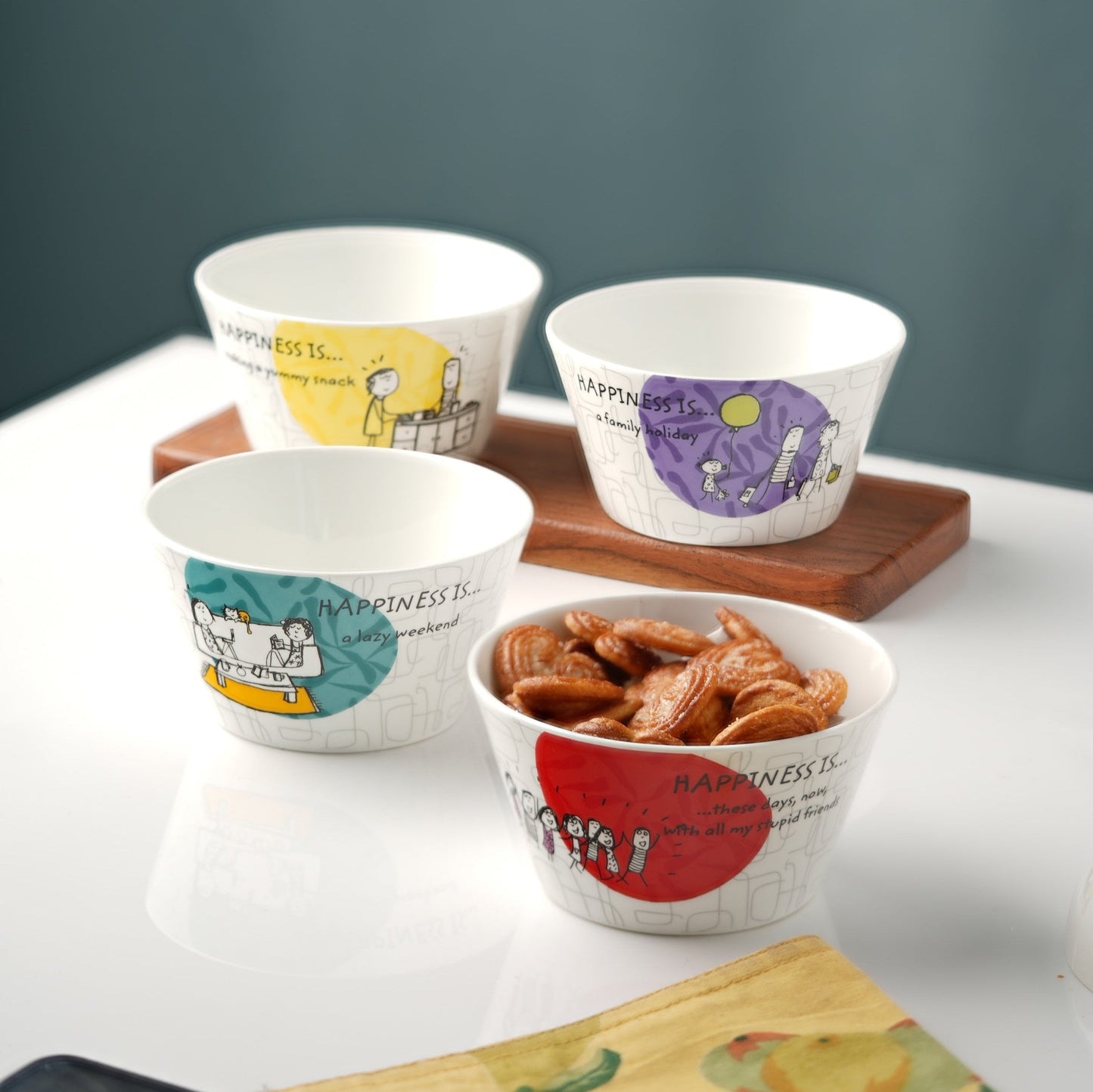 Happiness Nikko Japanese Style Snack & Cereal Bowl Set of 4 (Delight)