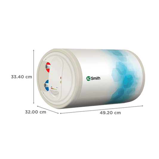 AO Smith 15 Litres 3 Star Horizontal Storage Water Geyser with Glass Coated Incoloy Heating Element (White)