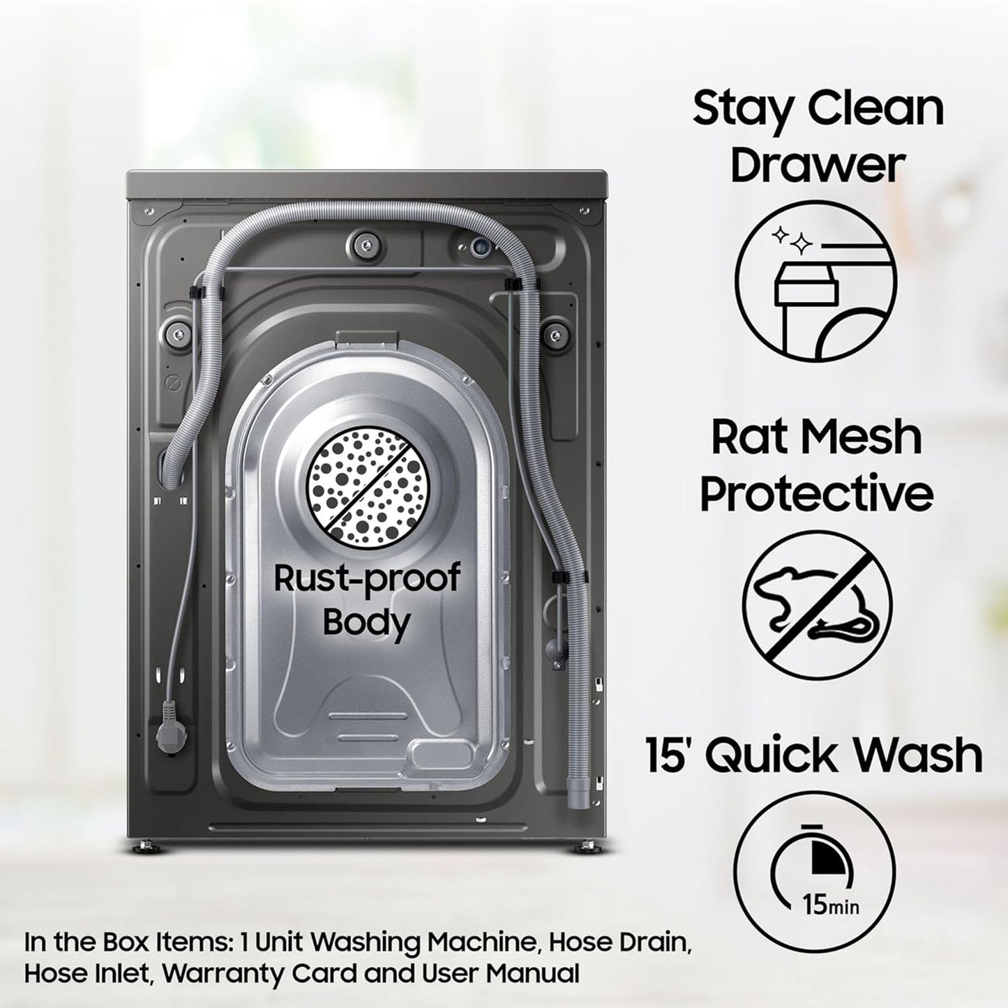 SAMSUNG 10.5/7 kg Inverter Fully Automatic Front Load Washer Dryer (WD10T704DBX/TL, AI Control Display, Inox)