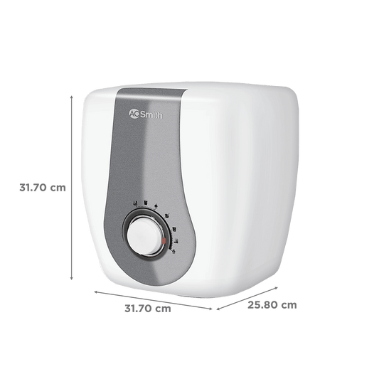 AO Smith Finesse 6 Litres 5 Star Vertical Storage Water Geyser with Glass Coated Incoloy Heating Element (White)