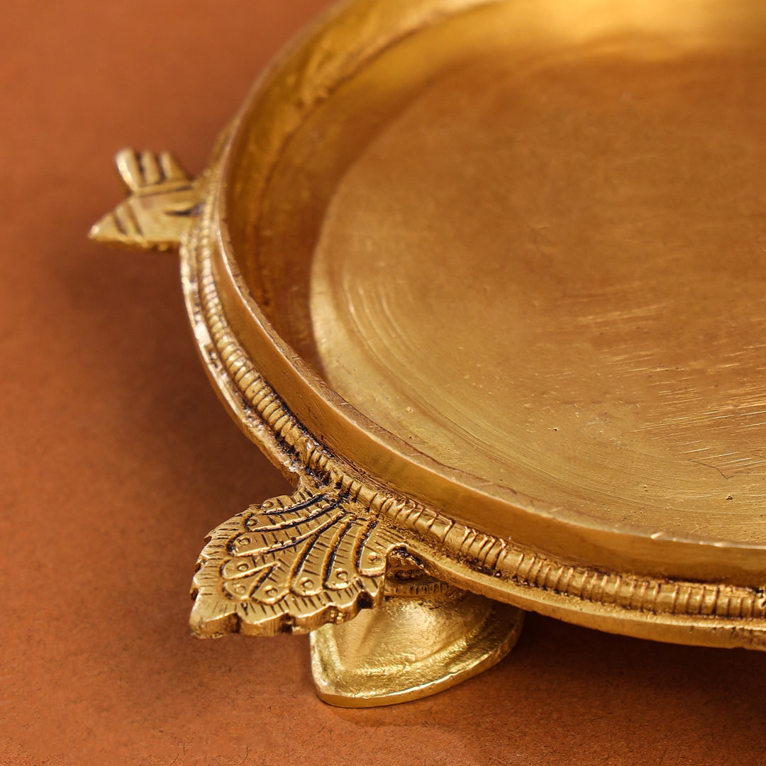 Brass Tortoise Peacock Dhoop Dani & Incense Holder (5 Inch)