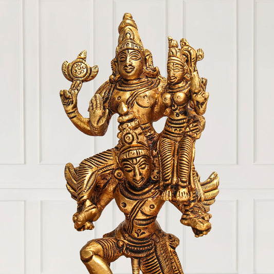 Brass Superfine Garuda, Vishnu & Lakshmi Idol (5.5 Inch)