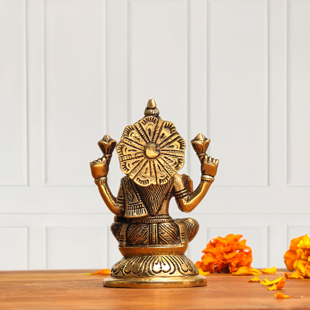 Brass Goddess Lakshmi Idol (4.5 Inch)