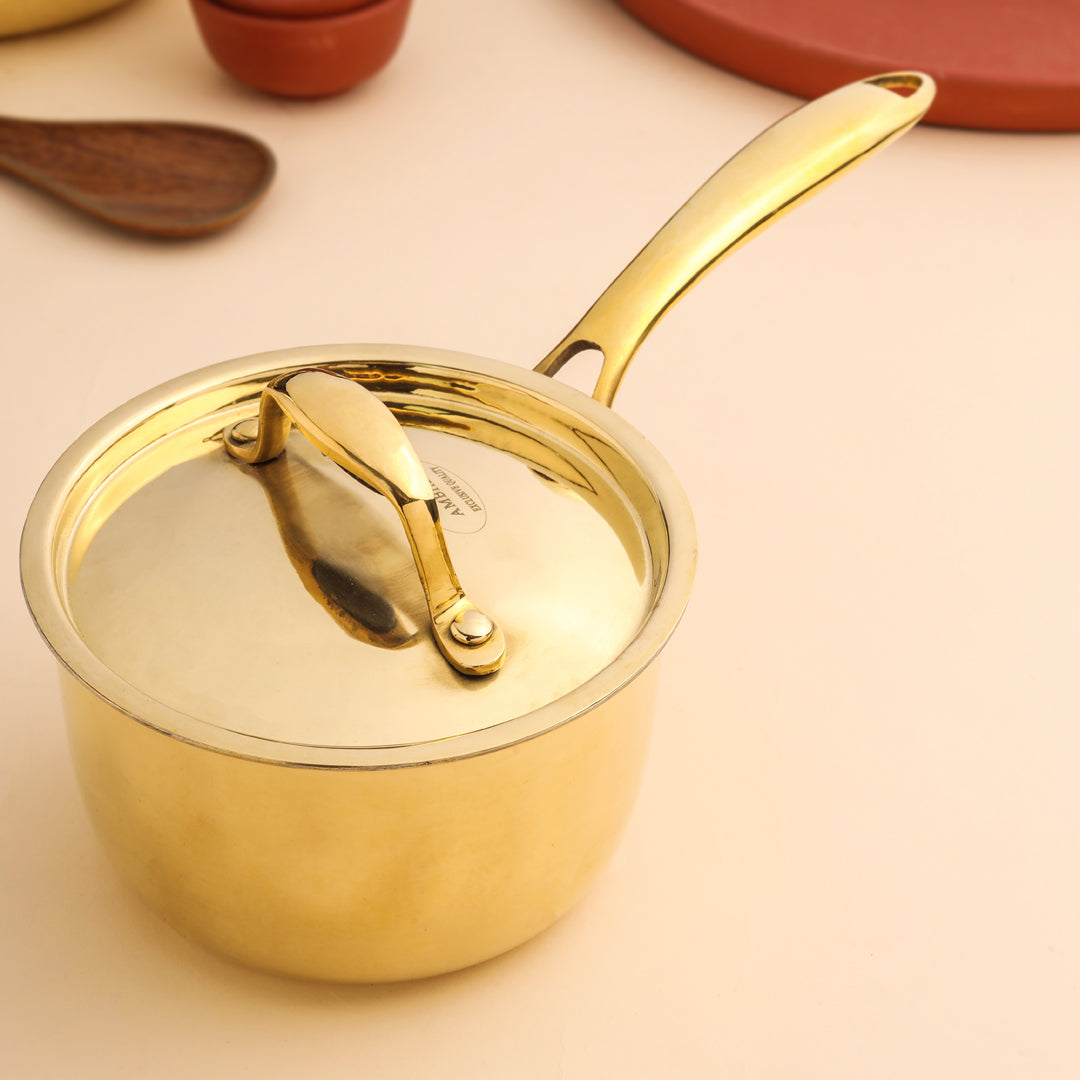 Brass Sauce Pan With Lid And Handle