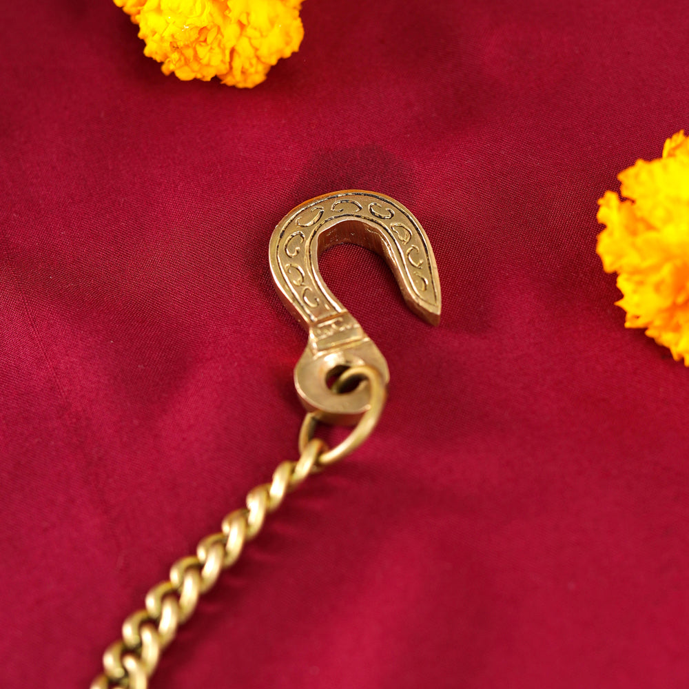 Brass Peacock Five Petal Hanging Diya (26 Inch)