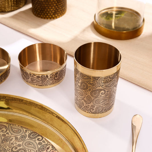 Brass Design Thali/Dinner Set (1.3 Kg)