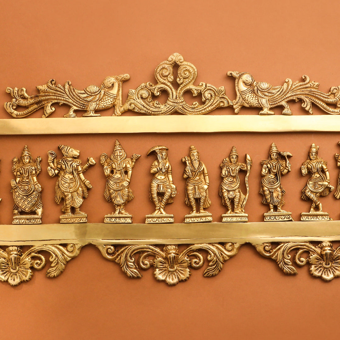 BRASS Dashavatara / VISHNU AVATAR WALL HANGING (11.5")