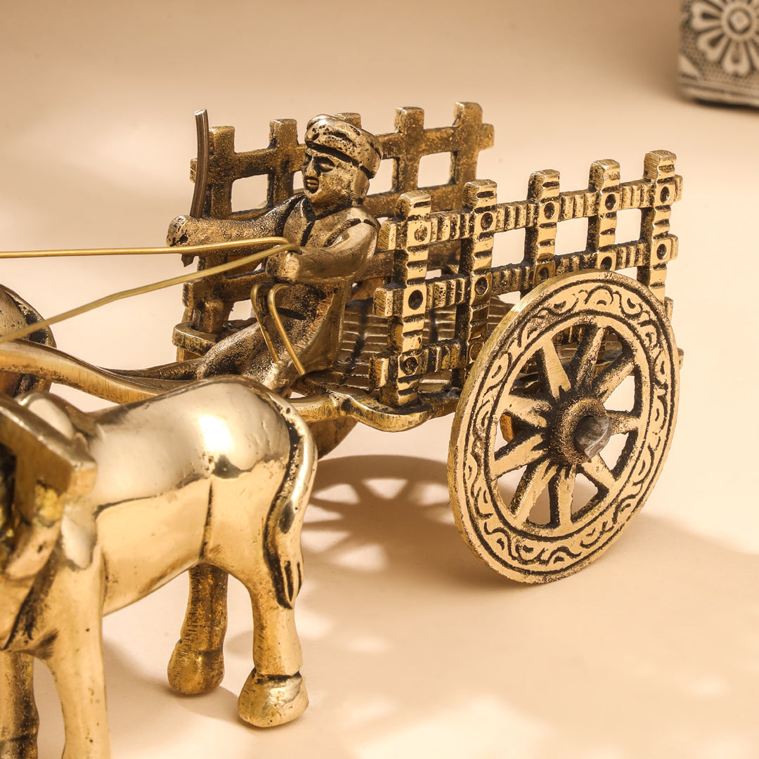 Brass Double Bullock Cart (3 Inch)