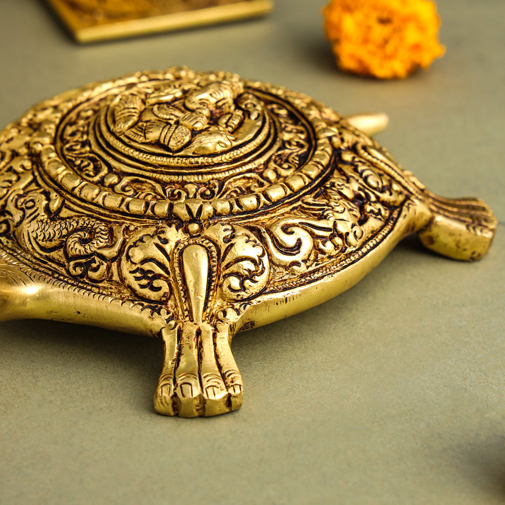 Brass Ganesha Tortoise Vastu Decor (2 Inch)