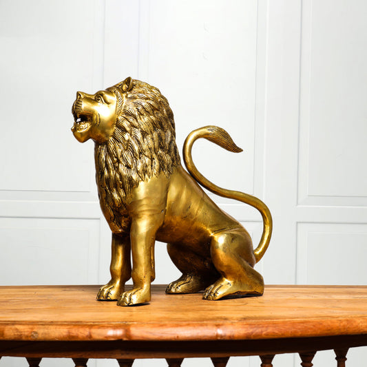 Brass Lion Statue (10.5 Inch)