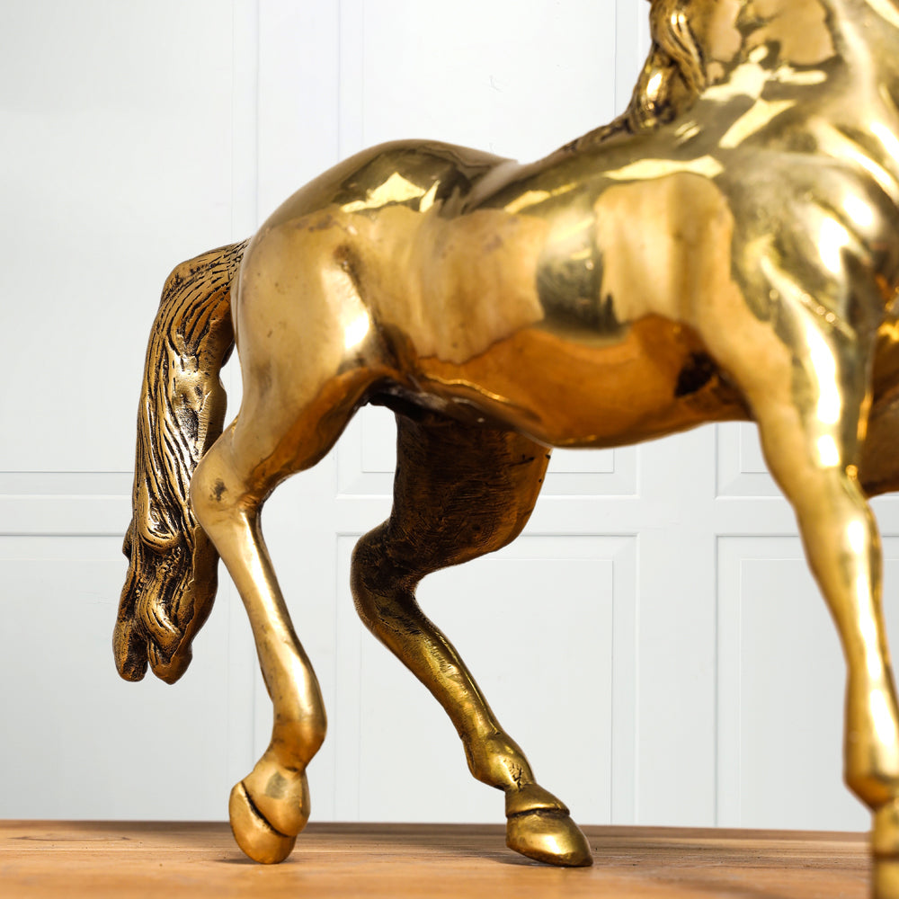 Brass Running Horse Figurine (10.5 Inch)