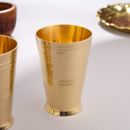 Brass Hammered Glass pair (4.5 Inch)