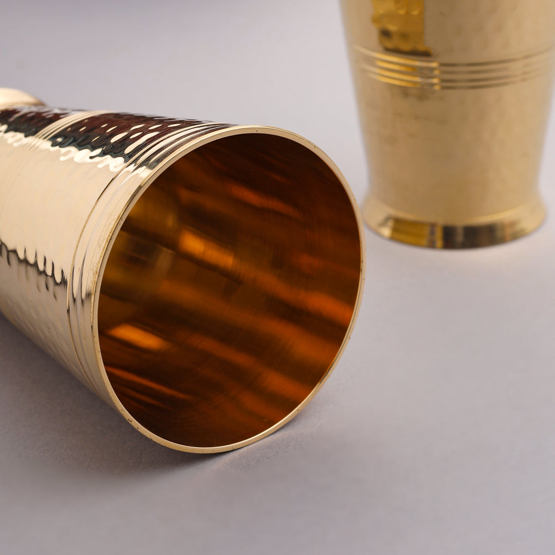 Brass Hammered Glass pair (4.5 Inch)