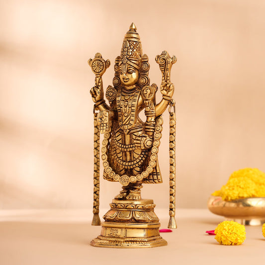 Brass Tirupati Balaji/Venkateshwar Idol (10.5 Inch)