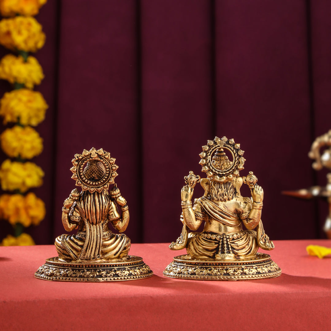Brass Superfine Ganesha And Lakshmi set (2.5 Inch)