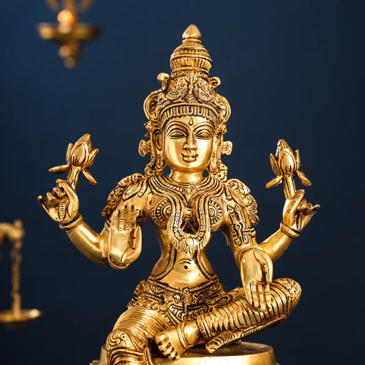 Brass Superfine Goddess Lakshmi Idol (14.5 Inch)