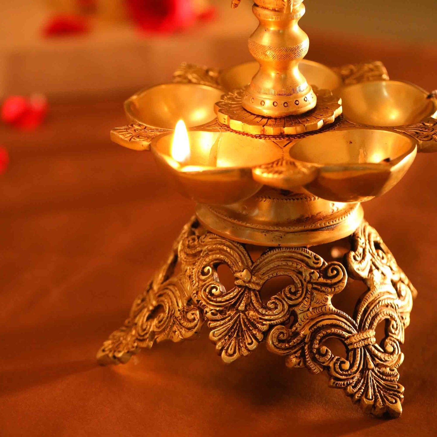 Brass Peacock Long Lamp (34 Inch)