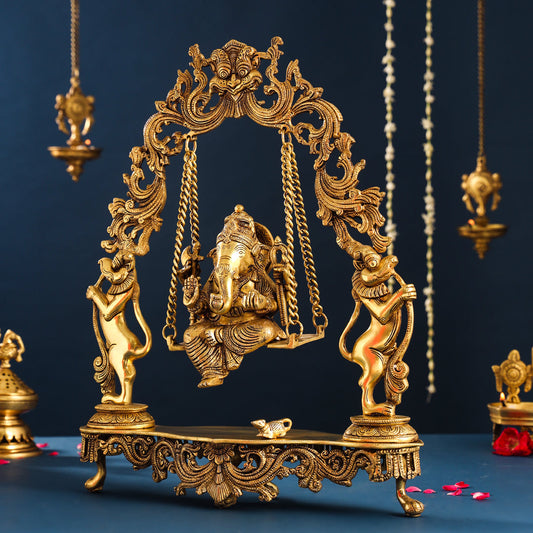 Brass Superfine Ganesha On Swing/Jhula (18.5 Inch)