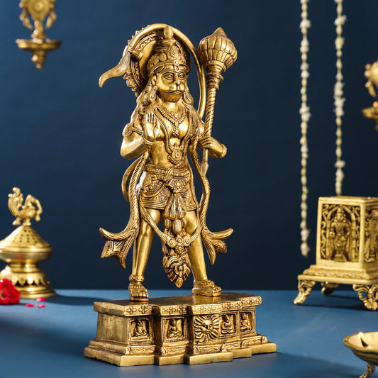Brass Standing Hanuman Idol (15.5 Inch)