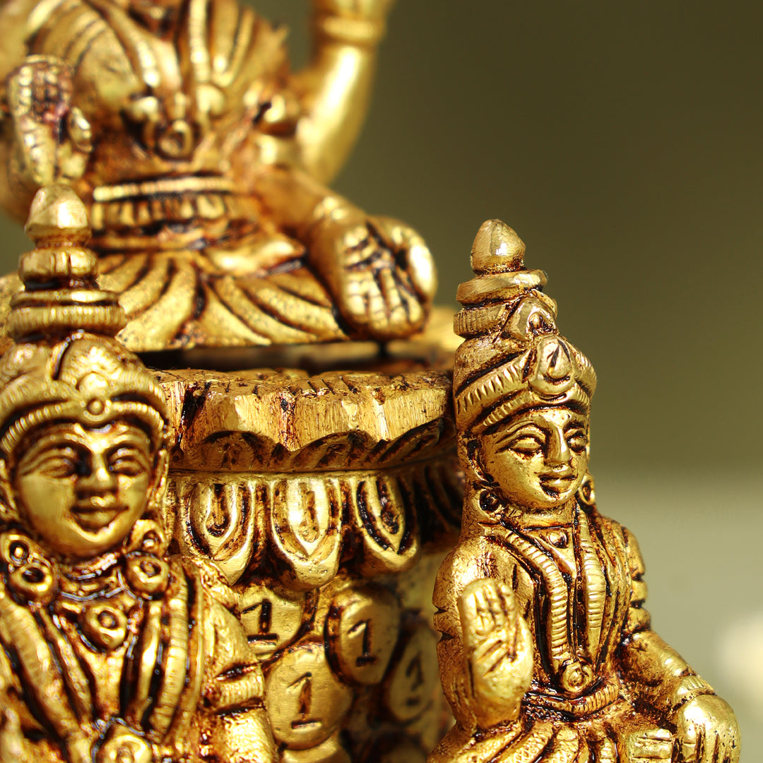 Brass Lakshmi, Kuber Statue With Chitralekha (6.2 Inch)