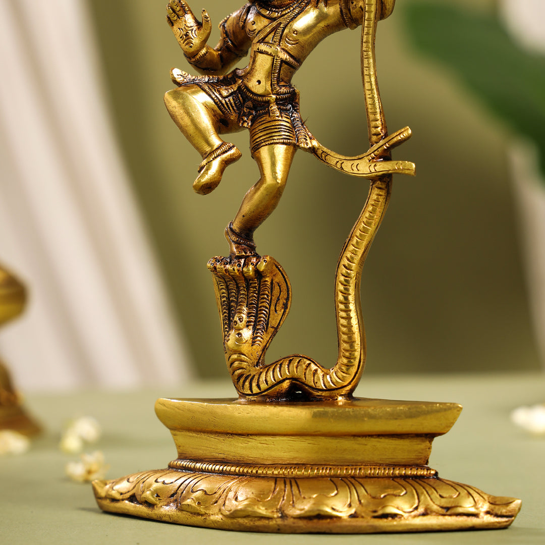 Brass Superfine Dancing Kalinga Krishna Statue (8.5 Inch)