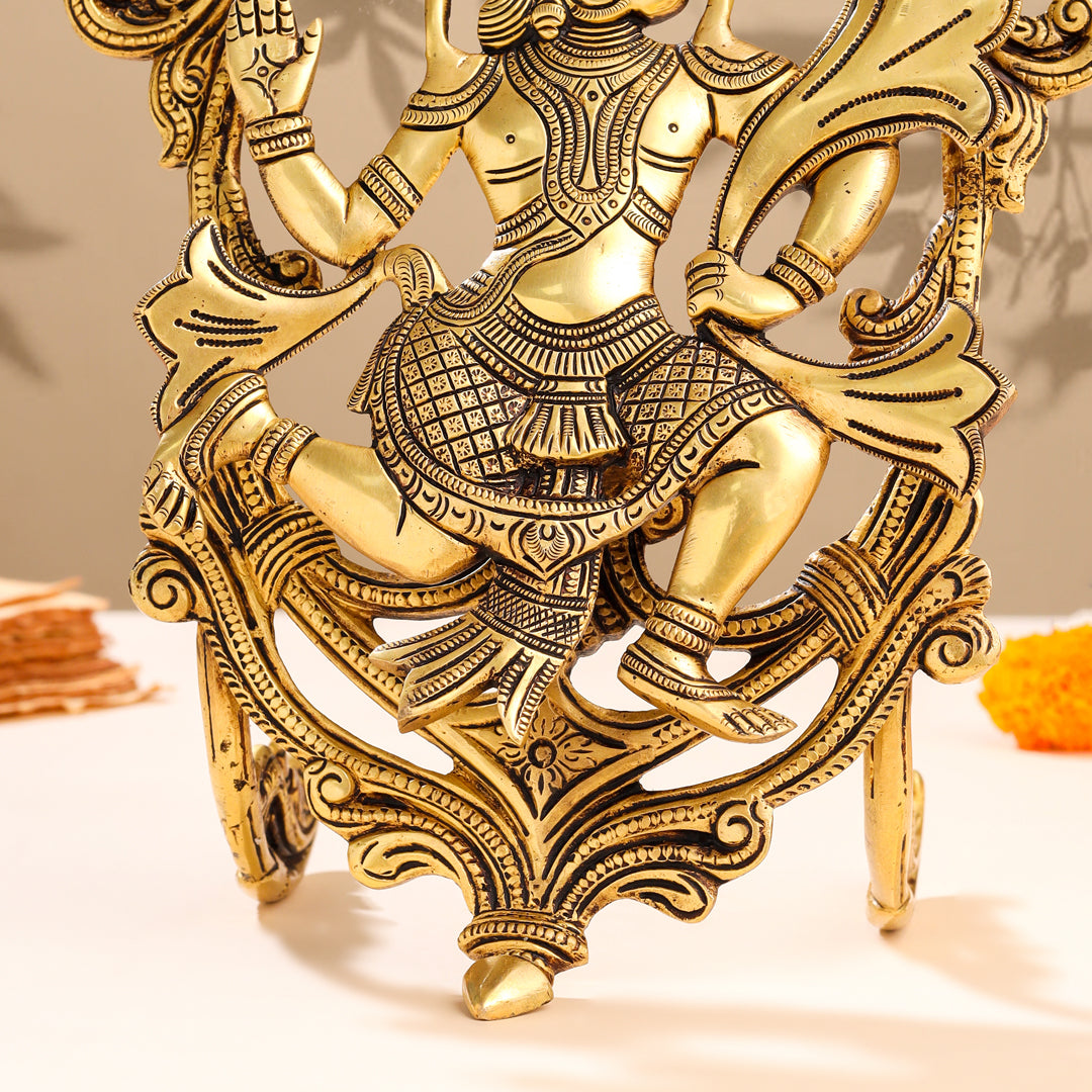 Brass Lord Hanuman Idol In Frame (12.5 Inch)