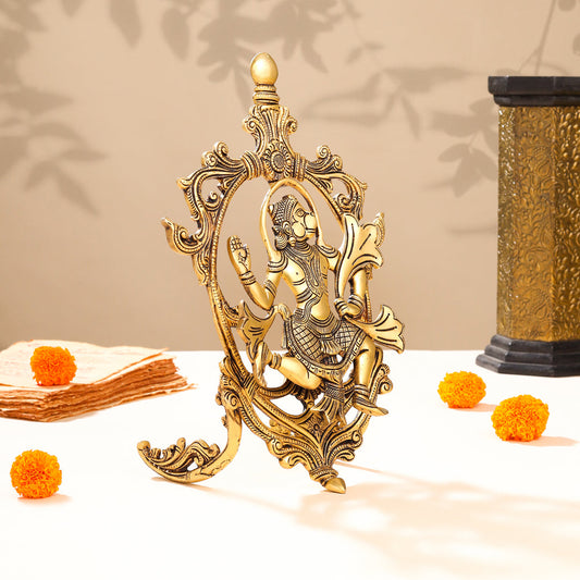 Brass Lord Hanuman Idol In Frame (12.5 Inch)