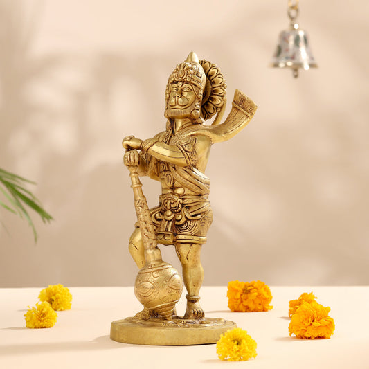 Brass Lord Hanuman Standing Idol (14 Inch)