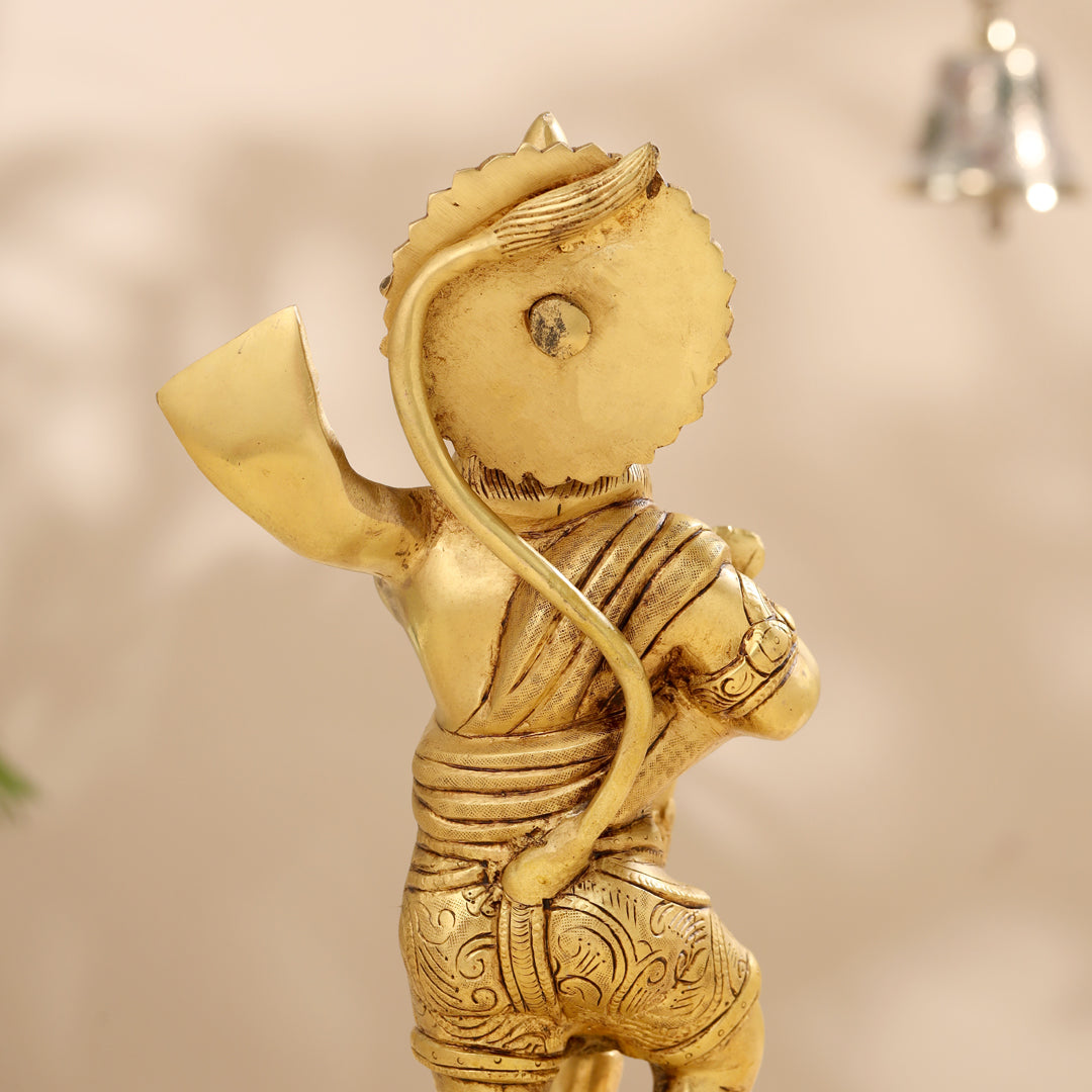 Brass Lord Hanuman Standing Idol (14 Inch)