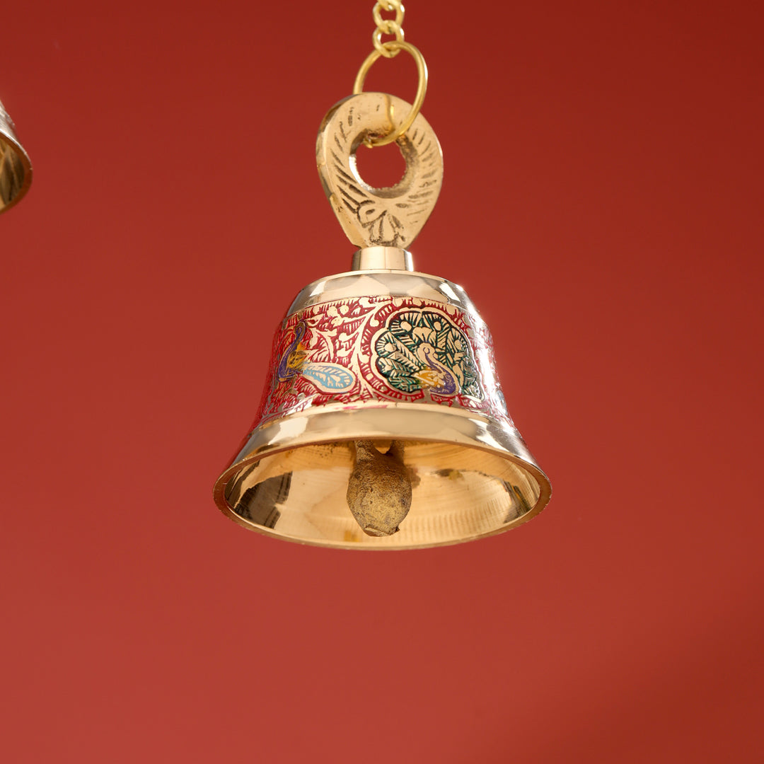Brass Wall Hanging Meenakari Temple Bell