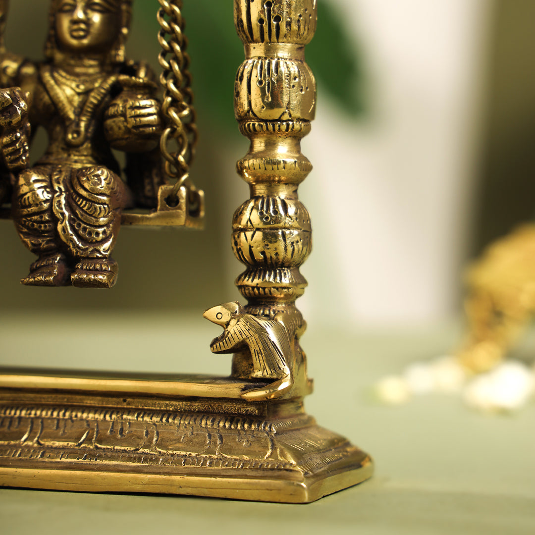 Brass Radha Krishna On Swing/Jhula (6 Inch)