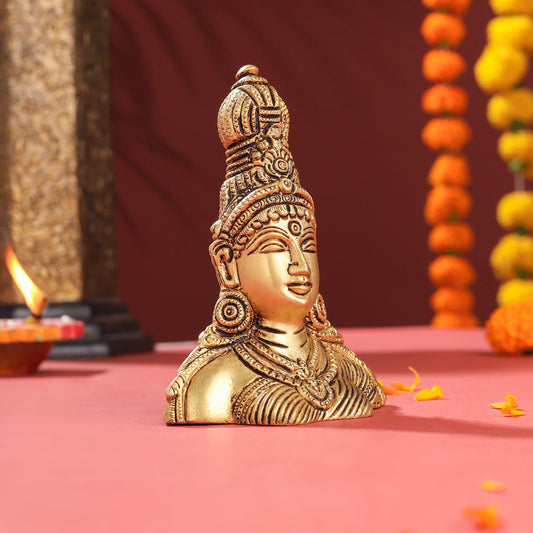 Brass Parvati Bust Idol (5 Inch)