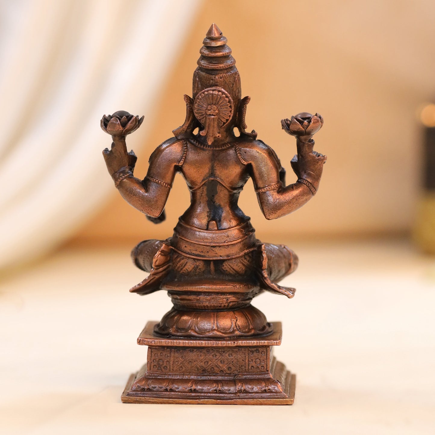 Copper Goddess Lakshmi Idol (4.5 Inch)