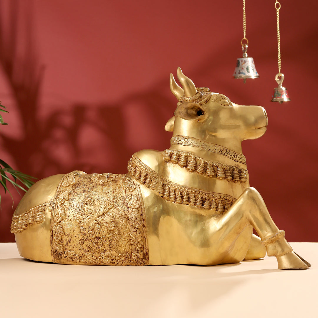 Brass Majestic Nandi Idol (20.5 Inch)