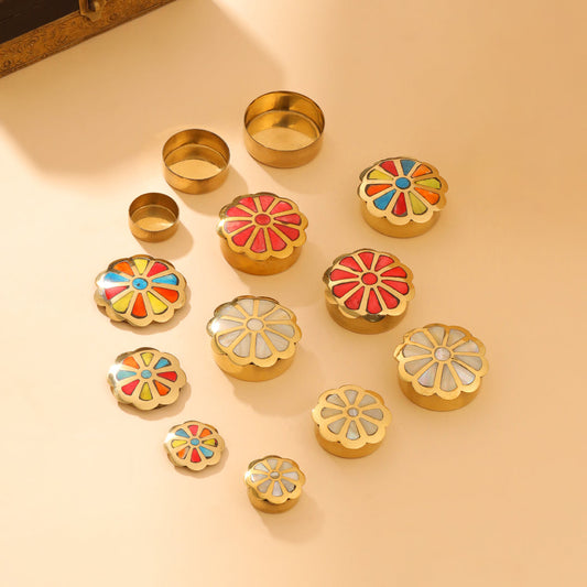 Brass Shell Flower Jewellery Box Pair (3 in 1)