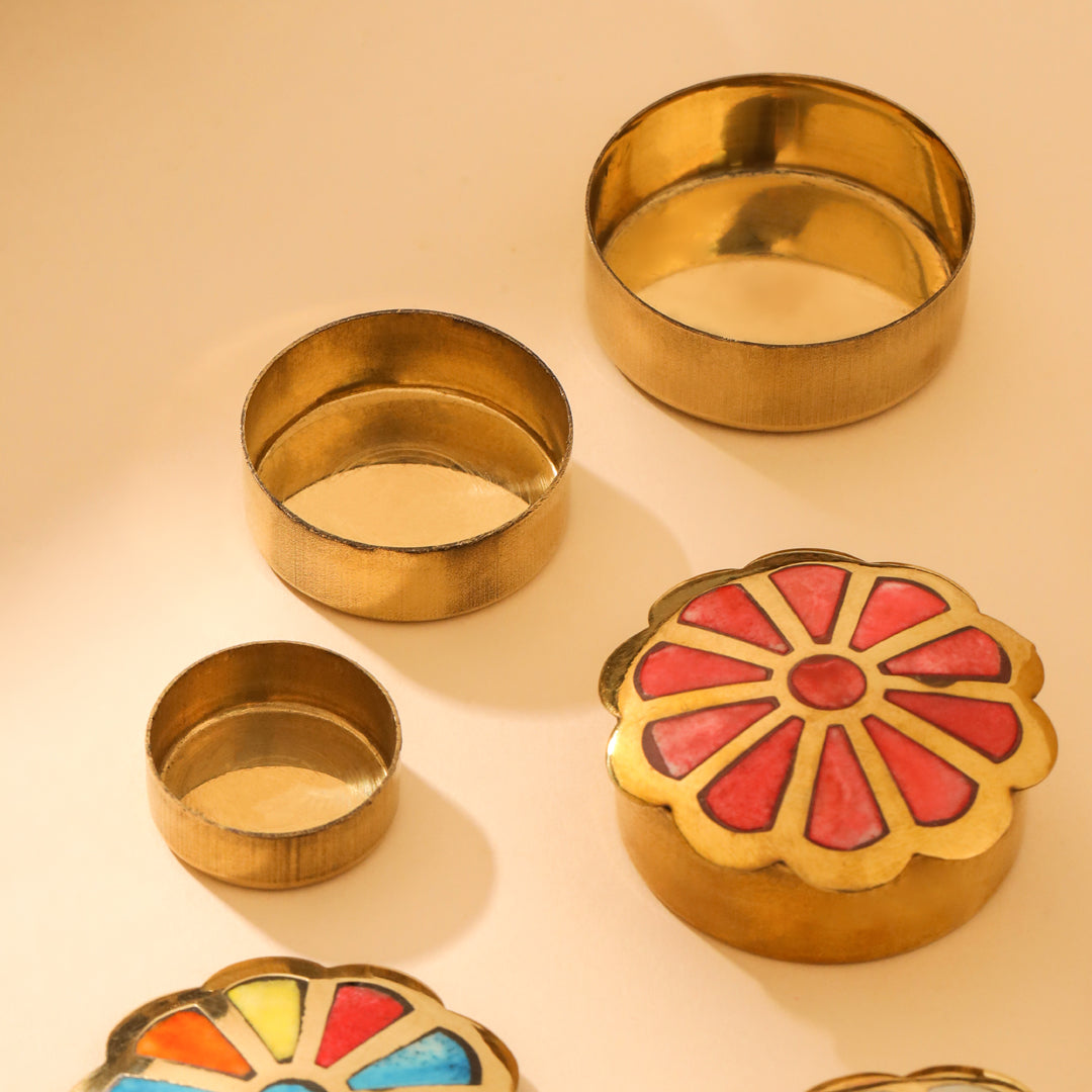 Brass Shell Flower Jewellery Box Pair (3 in 1)