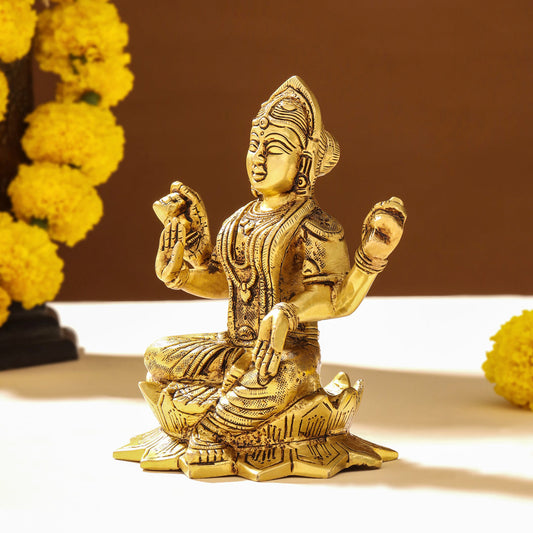 Brass Bala Tripurasundari Idol On Lotus (6 Inch)