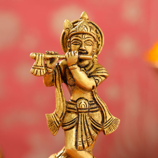 Brass Lord Krishna Idol (6.5 Inch)