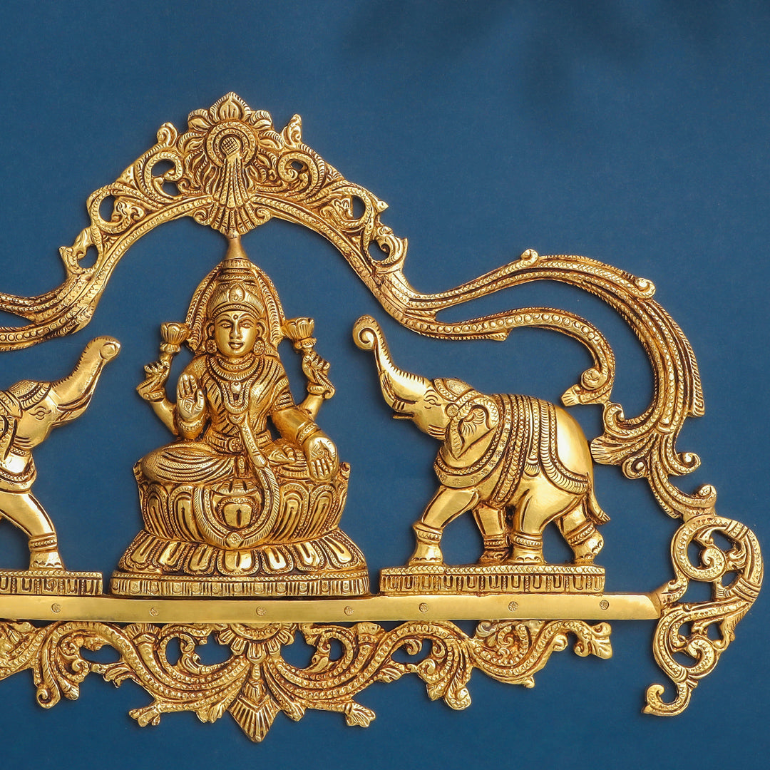 Brass Gaja Lakshmi Wall Hanging (11 Inch)