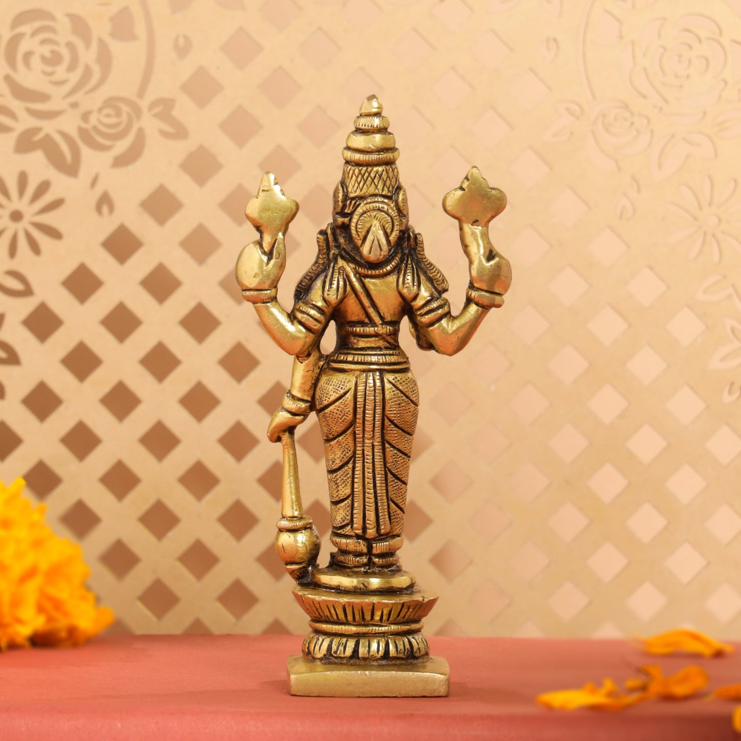 Brass Lord Vishnu Idol (5.2 Inch)