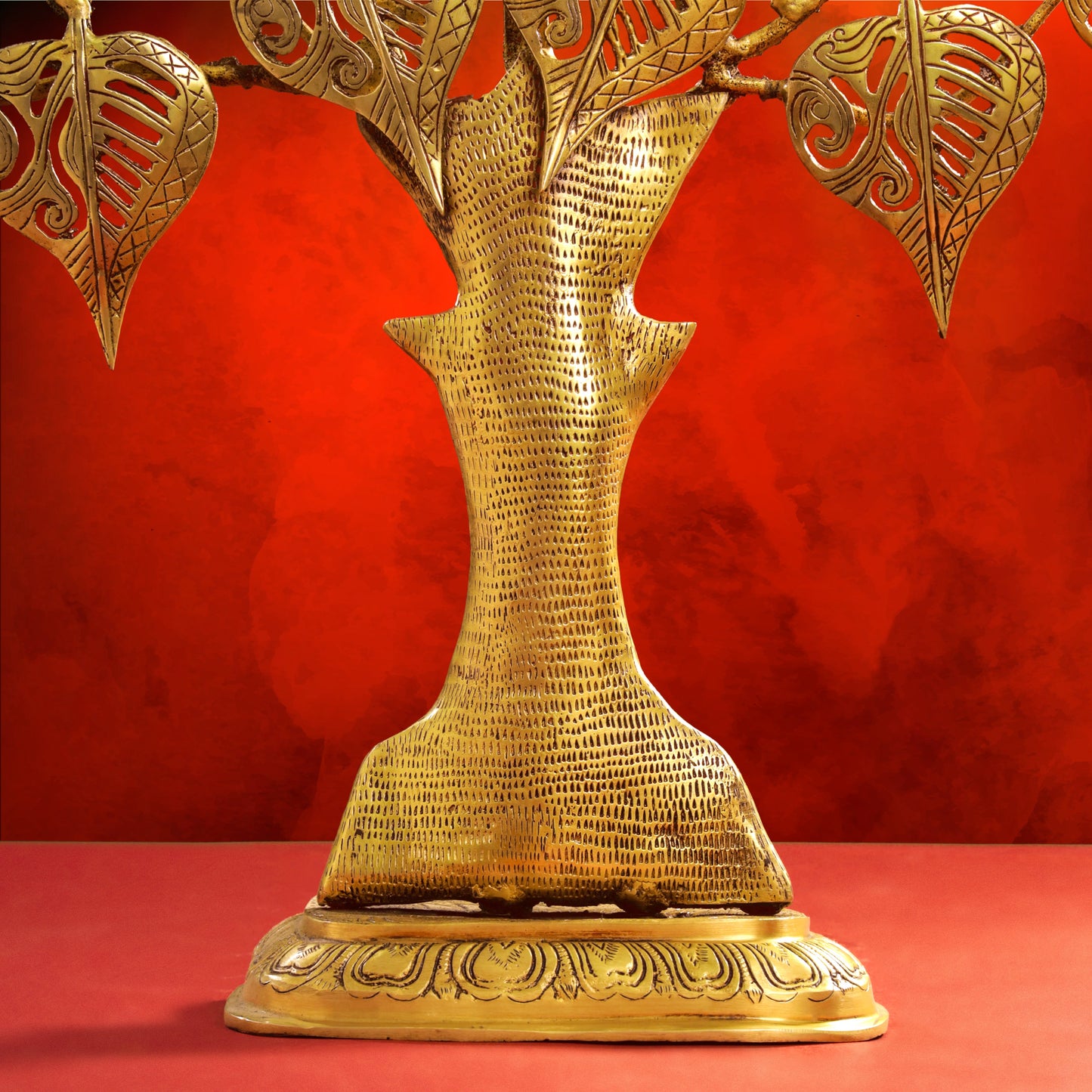 Brass Handcarved Kalpvriksha Tree Idol (10.5")