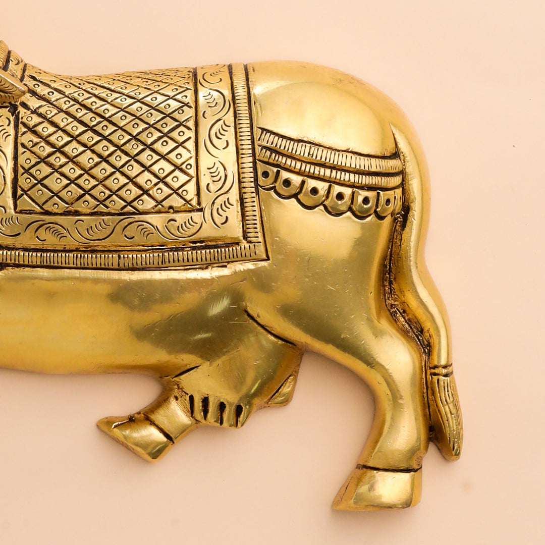Brass Kamdhenu Cow Wall Hanging Set (7 Inch)