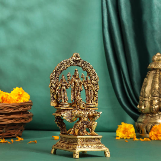 Brass Lord Balaji With Sri Devi And Bhudevi With Garud Idol (6.5 Inch)